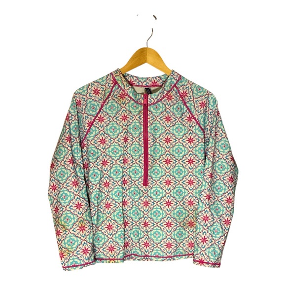 Aqua Et Sol Tops - AQUA ET SOL Hilton Head Rash Guard - UPF 50+, Zip Neck, Long Sleeve Large